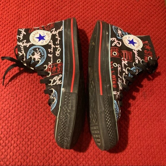 CONVERSE ALL STAR Sz 6.5 Repeated Logo High Top Lace up Sneakers - Picture 3 of 10